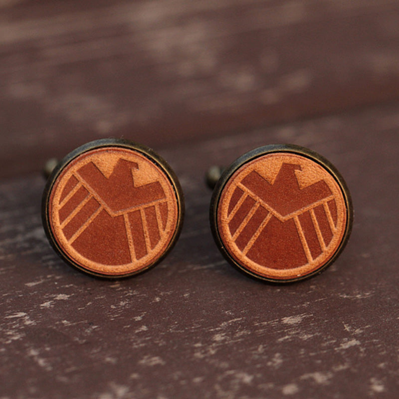 Marvel SHIELD Leather Custom Wedding Cufflinks for Men – MerrySix